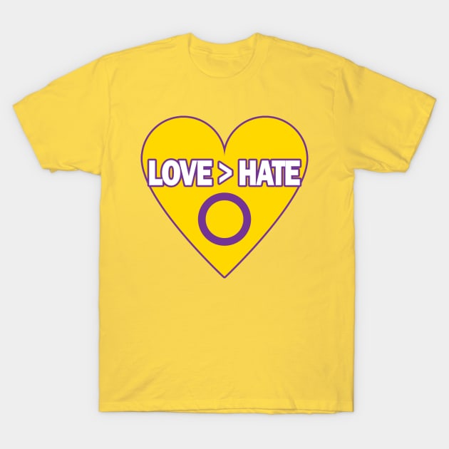 Love Is Greater Than Hate (Intersex Pride): Heart #2 T-Shirt by Zogar77